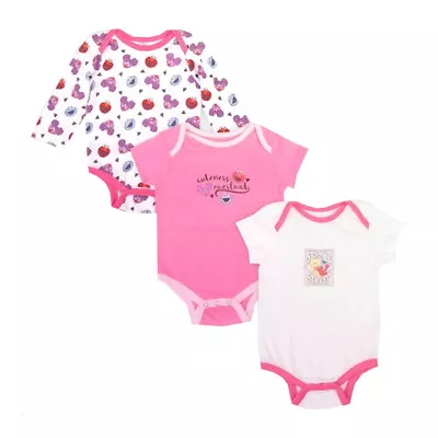 Sesame Street Elmo Baby Girl 3 Pack Bodysuit One Piece Outfit Set 3-6 M 6-9 M • $11.99