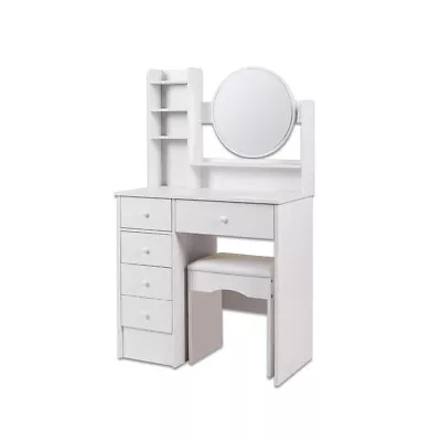 Home Master Dressing Table Set With Stool Round Vanity Mirror Stylish Design • $149.95