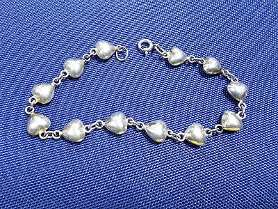 Grandma Grabe's Beautiful Vintage 925 Sterling Silver Heart Link Bracelet • $0.75