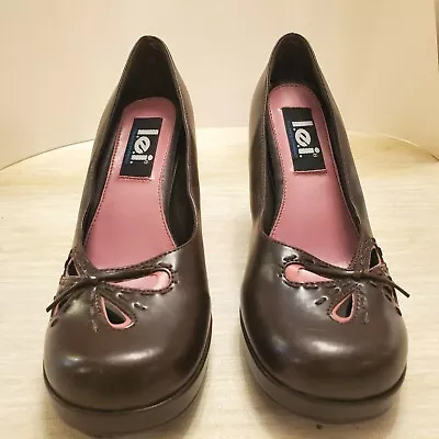 L.E.I. 90's Chunky 3 1/2 Inch Heeled Shoes Size 9 Brown • $28.12