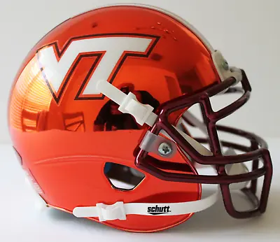 2017 Virginia Tech Hokies Chrome Schutt Custom Mini Helmet With Chrome Face Mask • $120