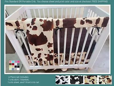 Western Baby Bedding Set Cow Print Baby Cowboy Crib (Standard Or Portable Crib) • $87