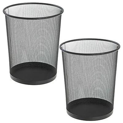 2 X METAL MESH WASTE PAPER BIN FOR OFFICE HOME USE BEDROOM - LIGHTWEIGHT  STURDY • £11.98
