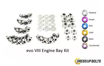 Polished Dress Up Bolt Kit For 2003-2005 Mitsubishi Evo 8 (Engine Bay) • $193.04