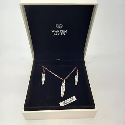 Warren James Rose Gold & Swarovski Crystal Necklace & Earrings (#H1/14) • £12.99