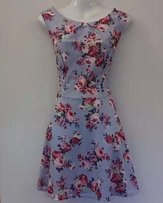 £9.99 • Buy New Look 50s 60s Floral Party Dress. Size 12, Blue, Rose, Floral VGC A-line 