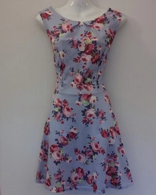 £9.99 • Buy New Look 50s 60s Floral Party Dress. Size 12, Blue, Rose, Floral VGC A-line 