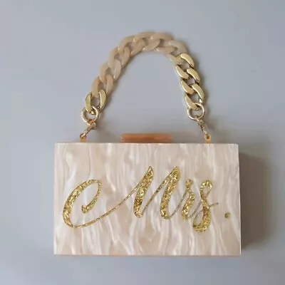 Party Evening Bag Women Evening Clutch Purse Champagne Color Sequined Letters • £51.01