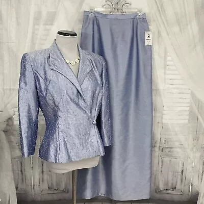 Alex Evenings Size 10 Suit Set Jacket & Skirt Mother Of Bride Purple Blue Iris • $75