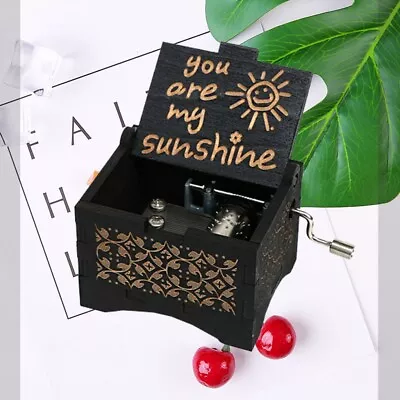 You Are My Sunshine Wooden Hand Crank Toy Kid Gift Handmade Black Music Box • £7.19