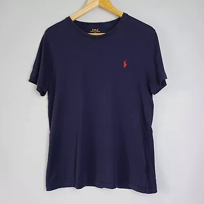 Polo Ralph Lauren Short Sleeve Cotton T-shirt Custom Fit  - Navy - MEDIUM • £12.99