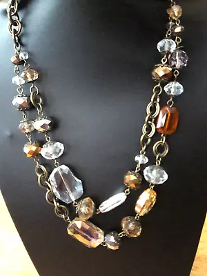 Vintage 2 Strand Crystal Beaded Necklace 20  • $4.50