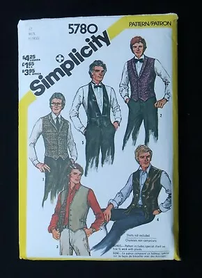 Simplicity 5780 Men's Set Of Lined Vests 1982 Vintage Pattern Chest Sz 42  Cut • $7.29