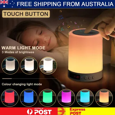 $21.90 • Buy Night Light With Bluetooth Speaker Smart Portable Table Bedside Lamp Alarm Clock