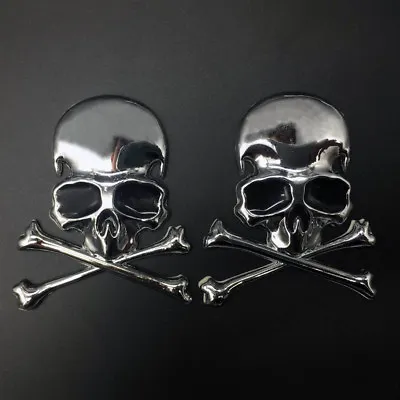 2pcs Chrome Metal Skull Skeleton Car Trunk Emblem Badge Decal Sticker Motorcycle • $12.90