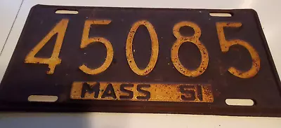 1951 MASSACHUSETTS LICENSE PLATE Rat Rod • $9.95