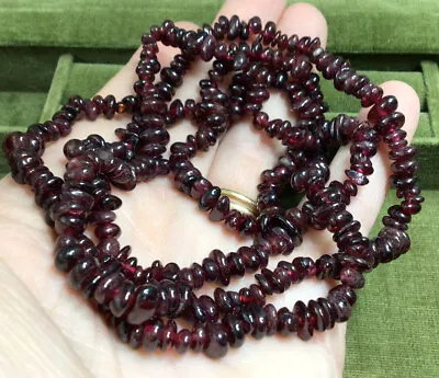 £22.50 • Buy VINTAGE JEWELLERY Lovely Real Garnet Bead Necklace - Long