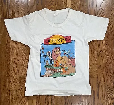 Vintage 90s Lion King Kids T Shirt White Short Sleeve Simba Kids L 14-16 • $35