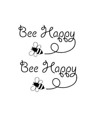 2 X Bee Happy Bumble Bee Vinyl Stickers Decal Camper Van Car Caravan Wall Art  • £2.99