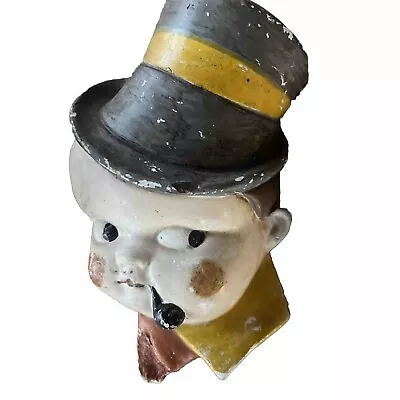 Vintage Chalkware Kitchen Twine String Holder Man With Top Hat And Pipe 1940’s • $42.99