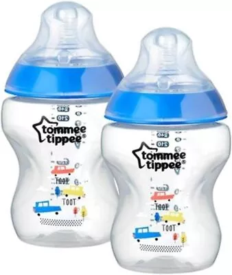 Tommee Tippee Decorated Feeding  Bottles 2x  260ml  Boys Only  Age 0m+  Bpa Free • £8.99