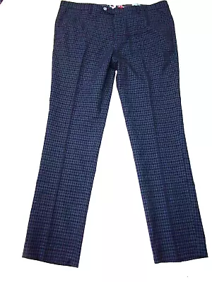 PAISLEY & GRAY Blue Check Plaid Flat Front Stretch Slim Fit Dress Pants 38x31.5 • $22