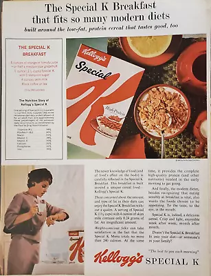 1963 Kellogg's Special K Cereal High Protein Crisp & LIght Vintage Print Ad • $24.60