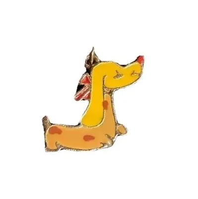 Dachshund Pink And Yellow Enameled Gold Tone Vintage Pendant Charm 3/4  X 3/4  . • $7.29