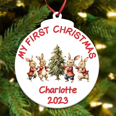 Personalised Baby's First Christmas Bauble Xmas Tree Decoration New Baby Gift • £3.45