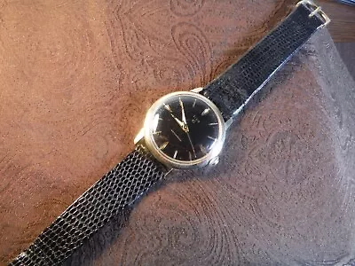 Elgin Mens Wrist Watch Black Dial Serviced & Overhauled 1960's Gold Filled Runs! • $32