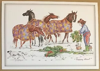 Funny Horse Christmas Card - Horse Blankets - Gifts - Single Card - Lesley Bruce • £2.99