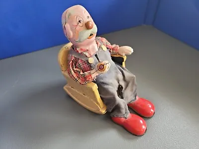 Vintage SAN Smoking Grandpa Battery Operated Tin Toy • $47.83