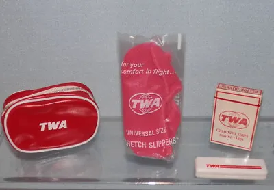 Vintage TWA Airline LotSmall Vinyl Soap Bag Slippers From Golden Age Of Flying • $14.50
