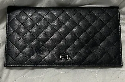 Etienne Aigner Leather Black Quilted Checkbook Cover/Wallet • $15.50