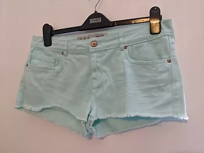 Ladies Mint Green Denim Shorts Size 12 By Primark • £5.99