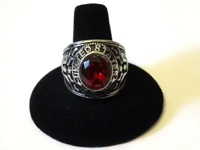 Vintage United State Army US Military Red Cubic Stone Metal Class Ring Size 9.75 • $29.85