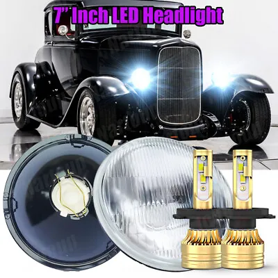 7  Inch Round LED Headlights High/Low Beam Projector For Ford Model A 1930 1931 • $146.39