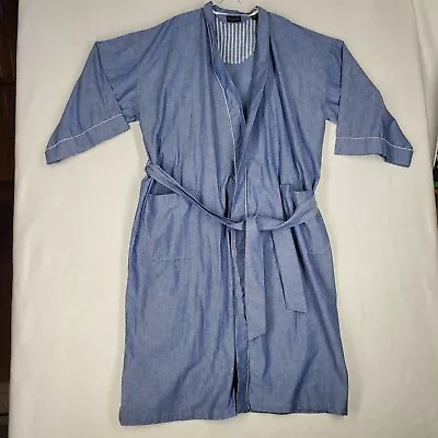 VTG Christian Dior Monsieur Robe With Tie Belt One Size Blue Lightweight Cotton  • $23