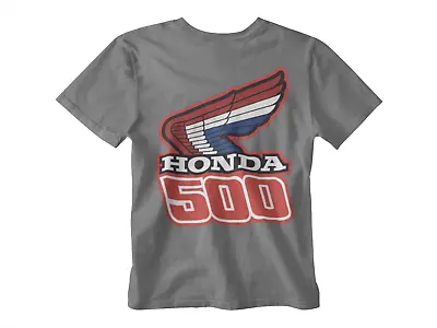 Honda 500 T-shirt Bike Biker Fast Speed Cafe Racer Oil Wings Japan Motor GREY 2 • £10.23