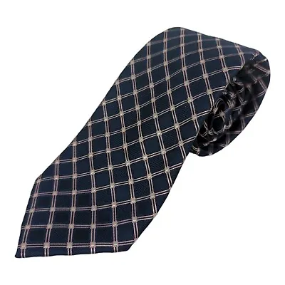 Club Room Men's Tie Blue/Pink Geometric 100% Silk W: 3.375  L: 60  Necktie • $7