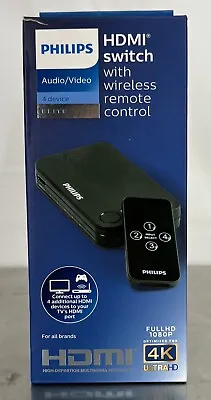 NEW Philips 4 Port HDMI Switch Elite 4K Ultra HD With Wireless Remote • $26.45