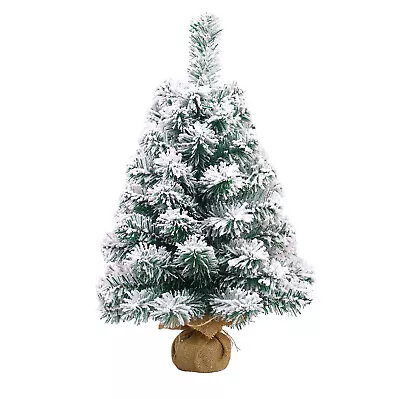 18 Inches  Christmas Trees Artificial Flocking Snow Tabletop Christmas Q5R1 • $27.70