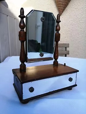 £35 • Buy Victorian Mahogany Swing Table Top Toilet / Vanity Small Mirror With Drawer