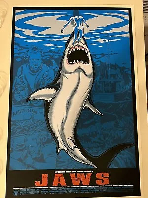 Jaws 2011 Matt Verges Screenprint Poster Signed #/150 24 X 36 RARE Movie Mondo • $125