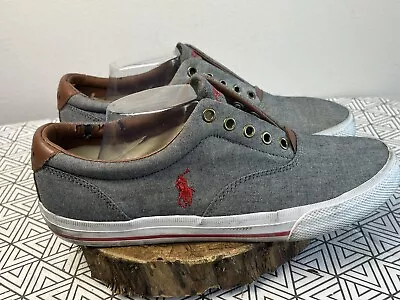 Polo By Ralph Lauren Tennis Shoes Chambray & Suede Men's SZ 10D Vintage • $26.95