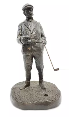 Michael Garman Sculpture Golfer Bogie Hand Painted Bronze Tone Figurine #041 • $18.95