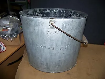 Railroad Bucket Wabash RY RR Galvanized Used Steam Engine Old Vintage Wood Handl • $45