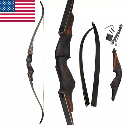 60  Takedown Recurve Bow 20-60lbs Wooden Archery American Hunting Bow Target • $93.99