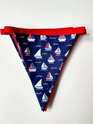 HANDMADE -  Nautical Themed -  Red White Blue - Triangle Bunting Flags(7)  • £6.99