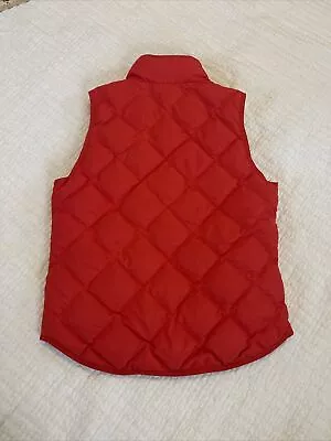 J Crew Women's Down Quilted Puffer Vest Orange Red Size M Pockets Zip • $18